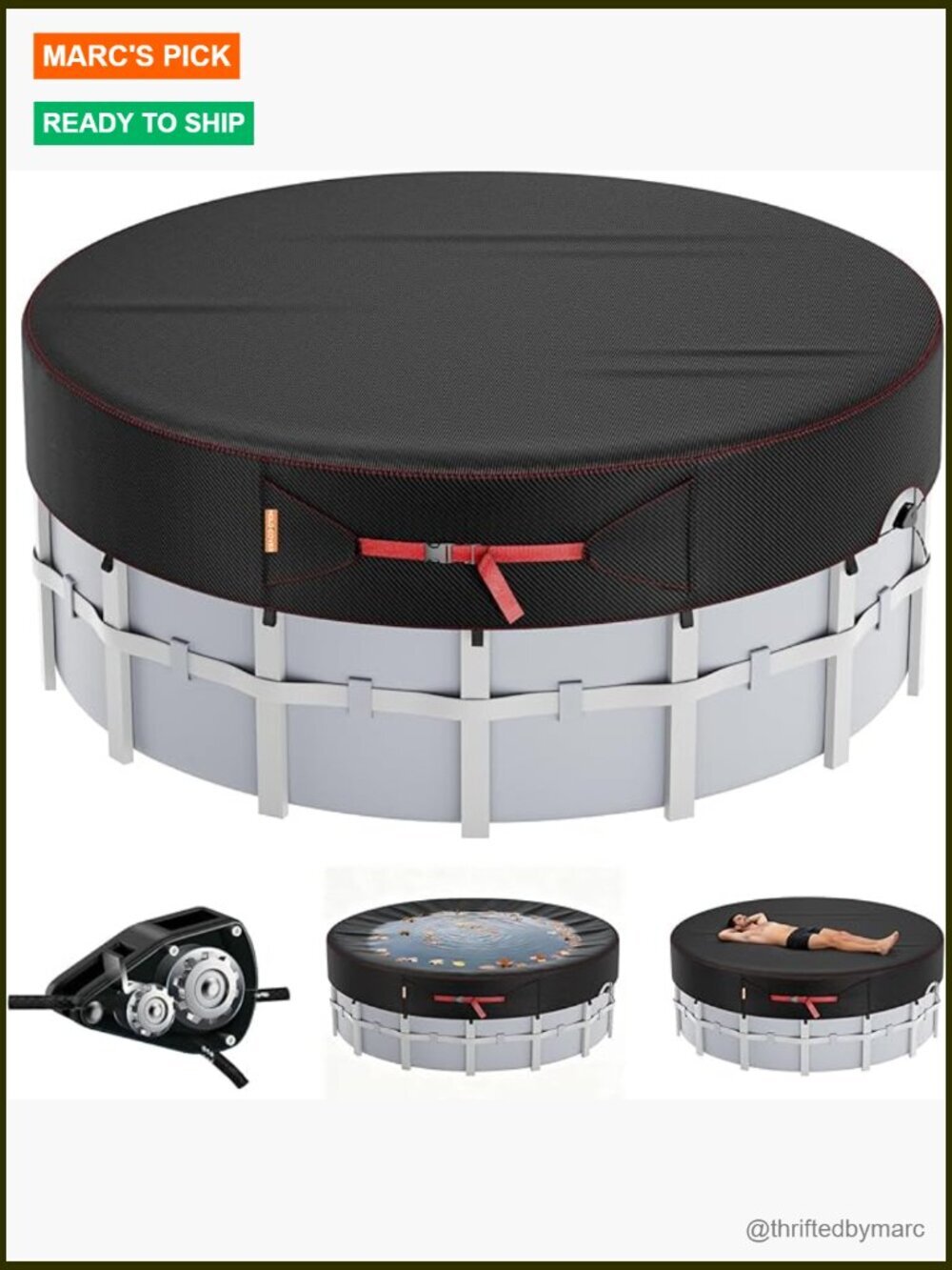 10 Ft Round Pool Cover Solar Above Ground Pool Protector with Ratchet
